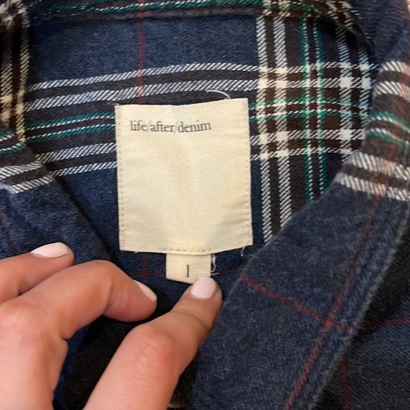 life/after/denim | Mens plaid button down top large blue - Picture 4 of 8